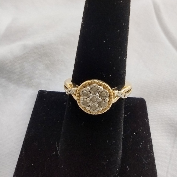Vintage Bridal Style Vermeil Gold Plated CZ Sterling Silver Ring / Size Seven - Picture 6 of 8